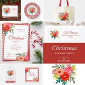 Watercolour Floral Christmas Address ラベル