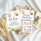 Rustic Floral Oh Babee Honey Bee Baby Shower アクリル招待状
