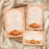 Rustic Gingham Pumpkin Fall Wedding セーブザデート