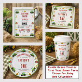 Rustic Green Tractor Farm 1st birthday  招待状