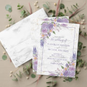 ラベ素朴ンダー薄紫大理石金ゴールド結婚フローラ オールインワン招待状 (この独立クリエイターのコレクションをカスタマイズ。テスト)