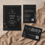 Initial Rustic Black Elegant Wedding  招待状ベリーバンド (この独立クリエイターのコレクションをカスタマイズ。)