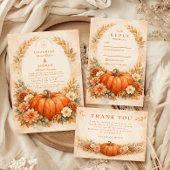 Rustic Pumpkin Floral Fall Wedding セーブザデート