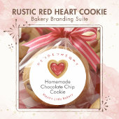 Rustic Red Heart Cookie Thank You ラウンドシール