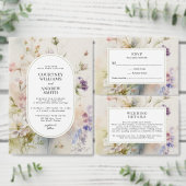 ラスティック レトロ 水彩 フラワーズ ウェディング 招待状 (この独立クリエイターのコレクションをカスタマイズ。)