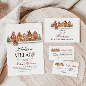 Rustic Village Houses Winter Baby Shower Diaper エンクロージャーカード