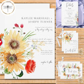 サマー素朴ワイルドフラワー&ひまわり 招待状