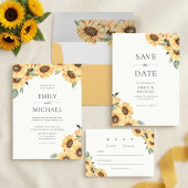 Rustic Sunflower Country Chic Wedding 出欠カード