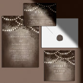 ブラウン素朴ツリー結婚ライトのウェルカムサイン ポスター