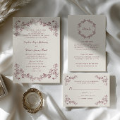 レトロなワインの花の結婚式の詳細 エンクロージャーカード