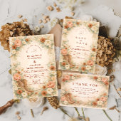 Rustic Western Floral Arch Wedding 招待状