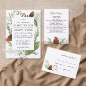 針葉樹素朴松コーン結婚式の日付を保存 案内状 (この独立クリエイターのコレクションをカスタマイズ。)