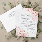 Rustic Pink Floral Spring Wedding Response Card 出欠カード (この独立クリエイターのコレクションをカスタマイズ。テスト)