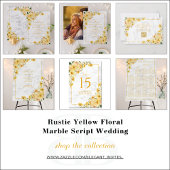 Rustic Yellow Floral Marble Reception Wedding テーブルナンバー