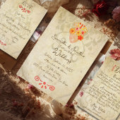 Rustic Baroque Floral Mexican Wedding 出欠カード