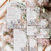 サファリアニマルトロピカルフラワーベビーシャワーカスタム ポスター