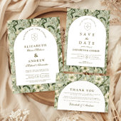 Sage Botanical Arch Elegant Wedding サンキューカード