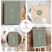 ラインアートフラワーズセージ結婚グリーン ラウンドシール