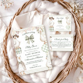 Sage Gingham Silly Goose Diapper Raffle エンクロージャーカード