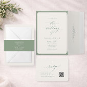 Minimal Sage Green Wedding Thank You Card 招待状