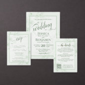 Sage Green Watercolor Peonies Elegant Boho Wedding プログラム (この独立クリエイターのコレクションをカスタマイズ。)