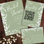 セージグリーンボタニカル離れブライダルシャワー アクリル招待状