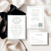 Sage green crest monogram wedding ラウンドシール