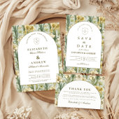 Sage Green Floral Arch Wedding セーブザデート