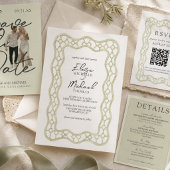 Sage Green French Trellis Wedding 招待状