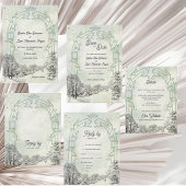 Sage Green Arch Monogram Initials Wedding Envelope スクエアシール