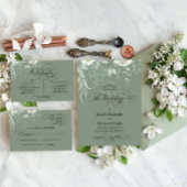 Spring Greenery Calligraphy Wedding Invitation 招待状