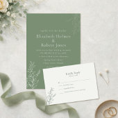 Dark Sage Green Botanical Place Card プレイスカード