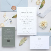 Sage Green Monogram Classic Wedding 出欠カード