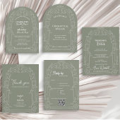 Sage Green Ornate Arch Botanical Wedding Favor ギフトタグ