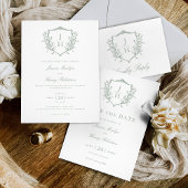 セージグリーンリージェンシーフローラクレストモノグラム結婚ズ 招待状