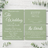 セージグリーンシンプルスタイル結婚ズ 箔招待状 (この独立クリエイターのコレクションをカスタマイズ。)