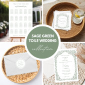 Sage Green Toile Wedding Invitation 招待状