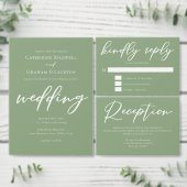 Sage Green White Script パーソナライズされた結婚's ペーパープレート (この独立クリエイターのコレクションをカスタマイズ。)