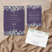 Greenery Floral Purple Wedding Program ハンドファン (この独立クリエイターのコレクションをカスタマイズ。)