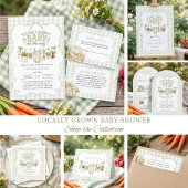 Green Gingham Baby Shower ラベル