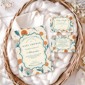 Sage Orange Botanical Baby Shower スタンダードカクテルナプキン