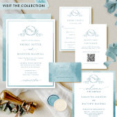 シッククラシックなモノグラムシーガラスウォーター結婚カラー 招待状