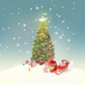 サンタクロースとクリスマスツリー 案内ポストカード