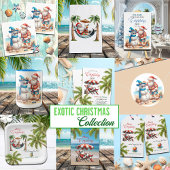 Santa on a Tropical Island Return Address ラベル