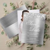 きらびやかな銀箔の写真日付を保存 マグネット招待状 (この独立クリエイターのコレクションをカスタマイズ。テスト)