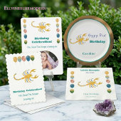 蠍座第1誕生日金ゴールド、バルーン&写真 招待状