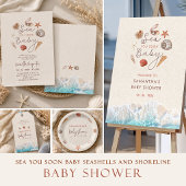 Sea you soon 貝殻 砂 赤ちゃんのシャワー  招待状
