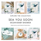 Sea You Soon Whale Ocean White Baby Shower 招待状