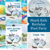 Shark Birthday Pool Party Paper Plates ペーパープレート