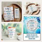 Shark Splash 5th Birthday Party | Cute Ocean Kids スタンダードカクテルナプキン